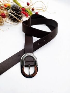 Parlak Gümüş Renk Tokalı Kadın Kemer