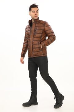 Şişme Klasik Ve Spor Kesim Deri Mont Taba Renk