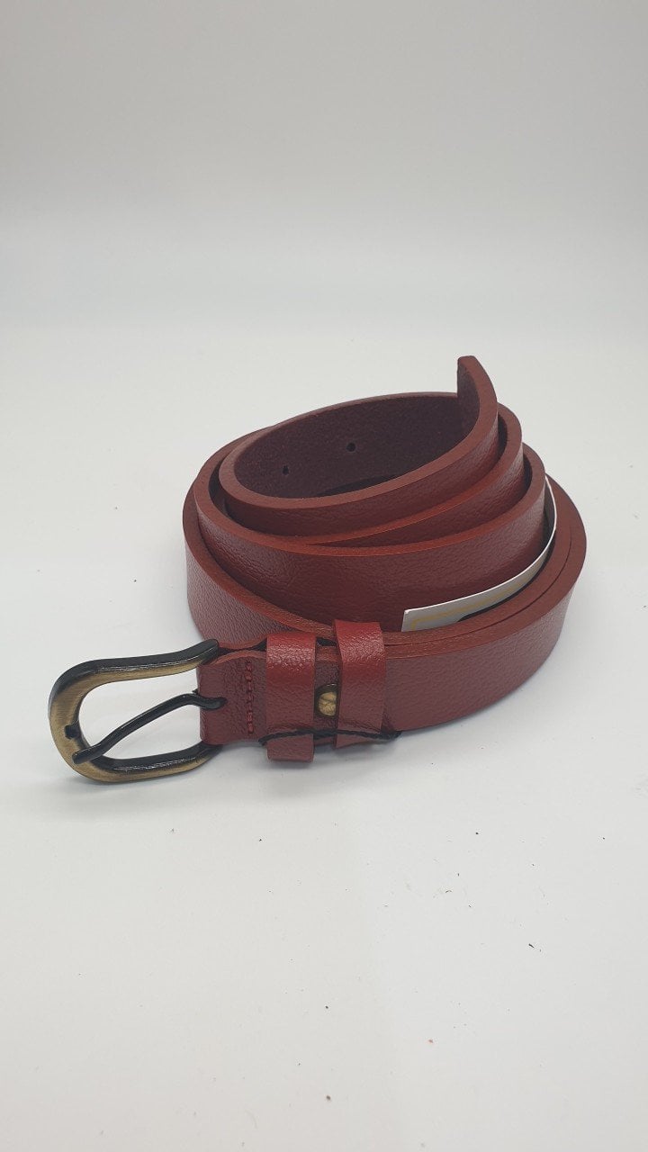 Sade Kaliteli Deri Vişne Çürüğü Renk Bayan Klasik Pantolon Kemeri