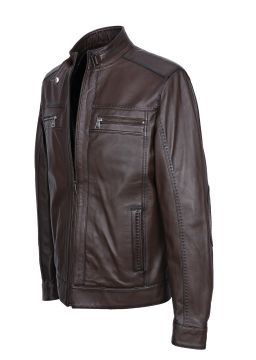 Battal Beden Fındık Renk Spor Erkek Deri Ceket