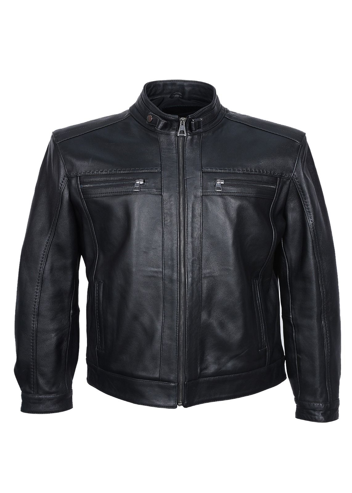 Battal Beden Siyah Renk Spor Erkek Deri Ceket