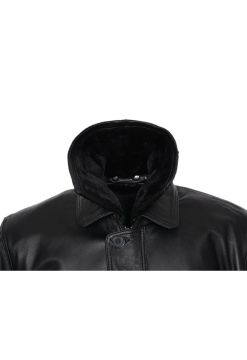 Battal Beden Kışlık Erkek Deri Kaban Siyah Renk