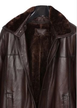 Battal Beden Kışlık Erkek Deri Kaban Fındık Renk