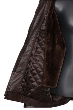 Battal Beden Kışlık Erkek Deri Kaban Fındık Renk