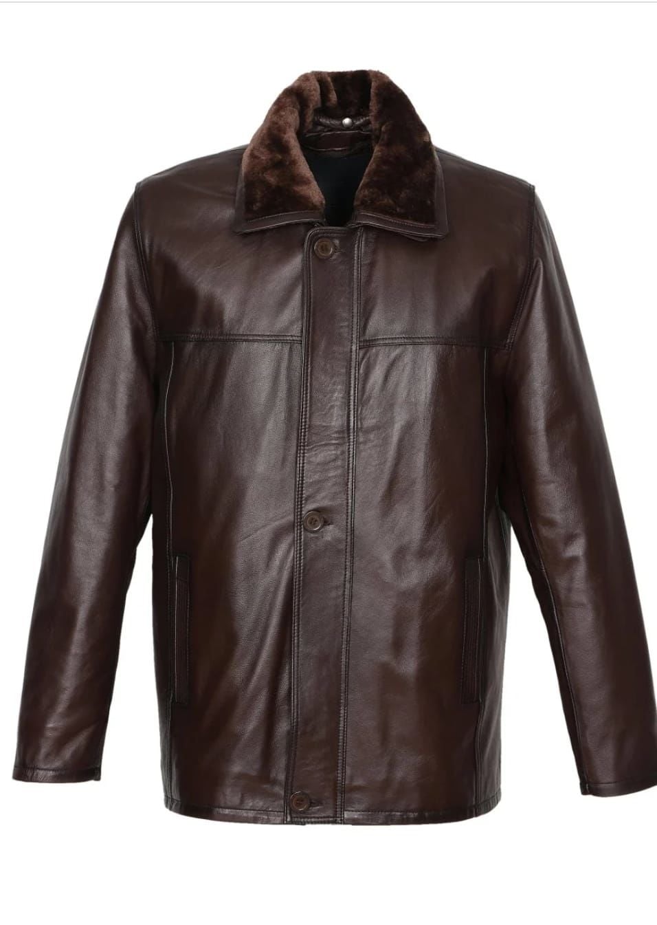 Battal Beden Kışlık Erkek Deri Kaban Fındık Renk