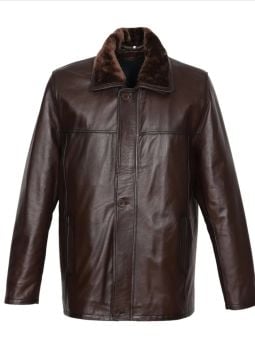 Battal Beden Kışlık Erkek Deri Kaban Fındık Renk