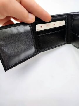 Yatay Model Kullanışlı Erkek Cüzdan Siyah Renk