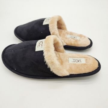 Siyah Renk Şık Tasarımlı Tüylü Model Erkek Terlik