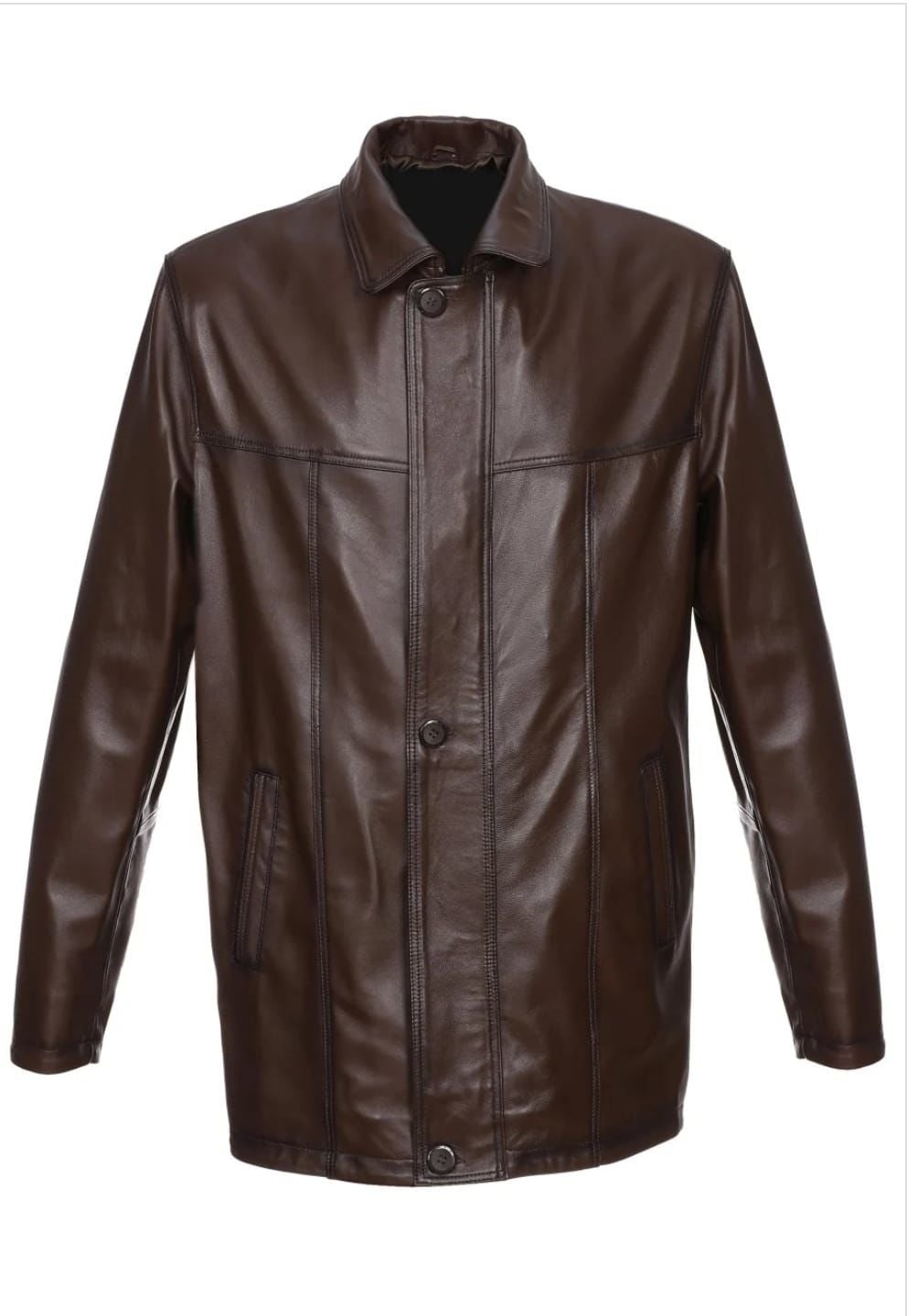 Battal Beden Fındık Renk Erkek Deri Kaban Ceket Üstü