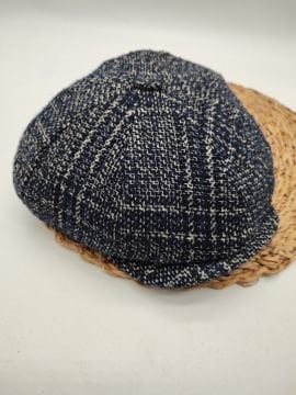 Tasarım Kumaş Erkek Modern Klasik Kasket Lacivert Renk