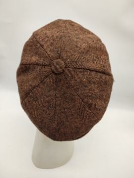 İnce Balık Sırtı Erkek Klasik Kasket Sekiz Parça Kahve Renk