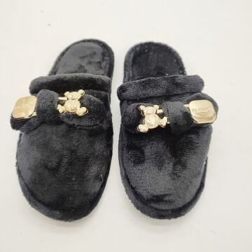 Ayıcık Papyonlu Model Kadın Terlik Siyah Renk