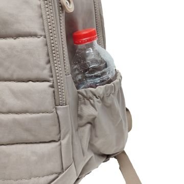 Dikiş Detaylı Krinkıl Kumaş Sırt Çantası Krem Renk