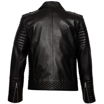 Slim Fit Kruvaze Yaka Erkek Deri Mont