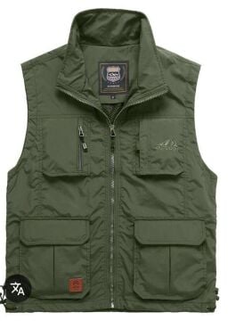 İçi Peluşlu Haki Renk Outdoor Kışlık Yelek