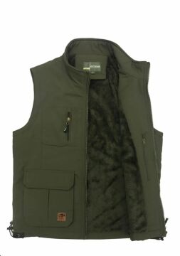 İçi Peluşlu Haki Renk Outdoor Kışlık Yelek