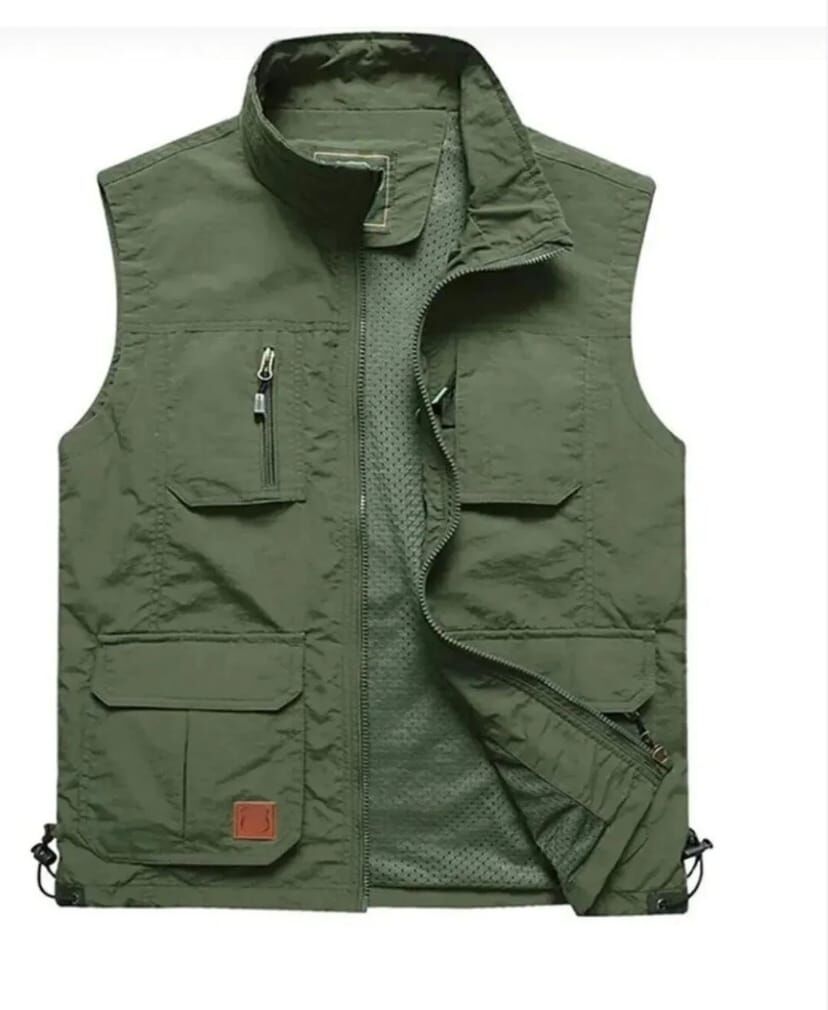 İçi Fileli Haki Renk Outdoor Yazlık Yelek