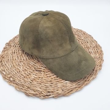 Bay Bayan Beyzbol Deri Süet Kep Haki Renk