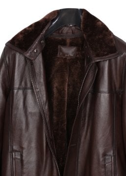 Kışlık Erkek Deri Kaban Fındık Renk