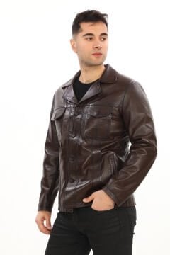 Safari Model Dört Cepli Düğmeli Çeket Fındık Renk