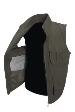 Yazlık Kumaş Yelek Haki Renk Dört Cepli  Spor Model