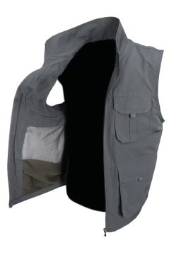 Yazlık Kumaş Yelek Gri Renk Dört Cepli Spor Model