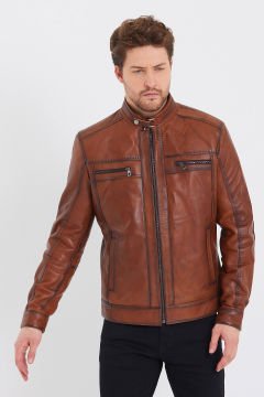 Taba Renk Spor Erkek Deri Ceket