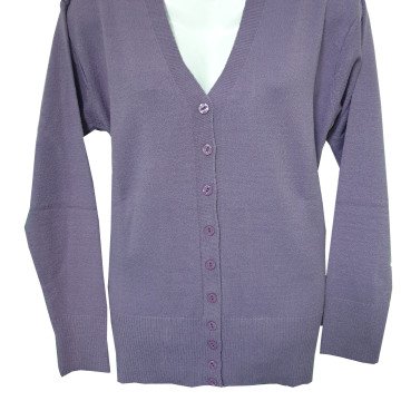 Kardelen Kumaş Cepsiz Model Triko Hırka Açık Mor - XL