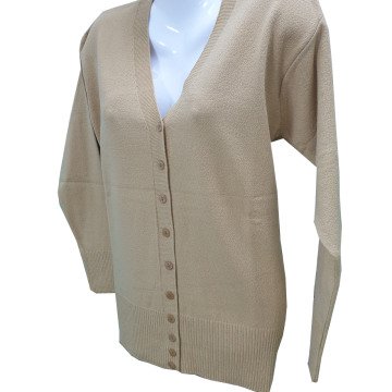 Kardelen Kumaş Cepsiz Model Triko Hırka Hardal - XXL