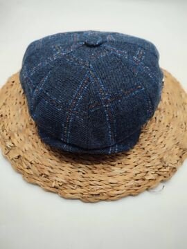 Çizgi Desenli Erkek Klasik Kasket Lacivert Renk