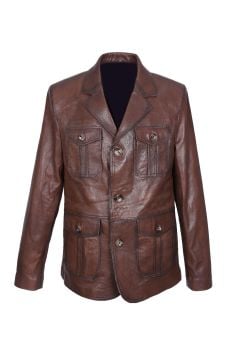 Safari Model Fındık Renk Erkek Deri Ceket