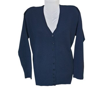 Kardelen Kumaş Cepsiz Model Triko Hırka Lacivert - XL