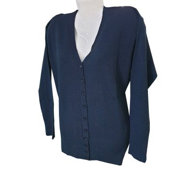 Kardelen Kumaş Cepsiz Model Triko Hırka Lacivert - XL