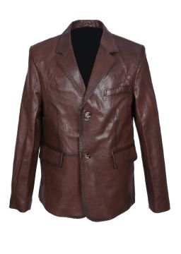 Fındık Renk Punto Dikişli Klasik Spor Bleyzır Deri Çeket