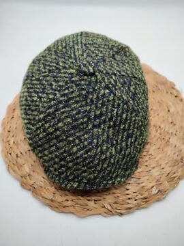 Nokta Desenli Erkek Klasik Kasket Fıstık Yeşili Renk