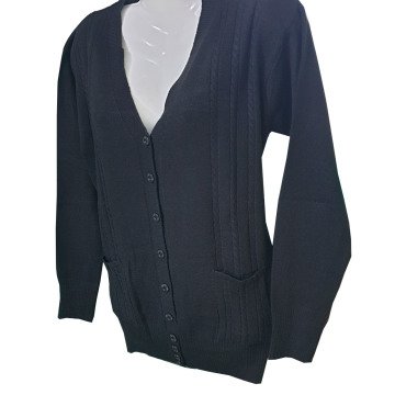 Kardelen Saç Kumaş Cepli Model Triko Hırka Siyah - XXL