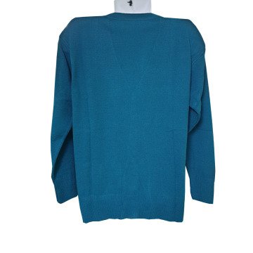 Kardelen Saç Kumaş Cepli Model Triko Hırka Turkuaz - XXL