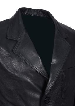 Siyah Renk Yuvarlak Torba Cepli Klasik Spor Bleyzır Deri Çeket