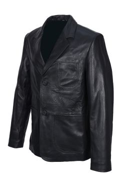 Siyah Renk Yuvarlak Torba Cepli Klasik Spor Bleyzır Deri Çeket