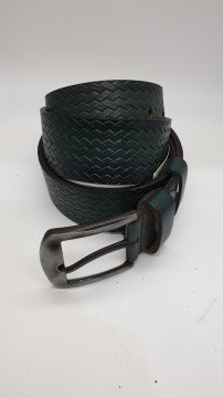 Örgü Desenli Spor Kot Kemeri-Yeşil