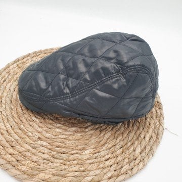 Kare Dikişli Erkek Kasket Siyah Renk