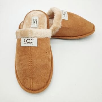 Taba Renk Şık Tasarımlı Tüylü Model Kadın Terlik