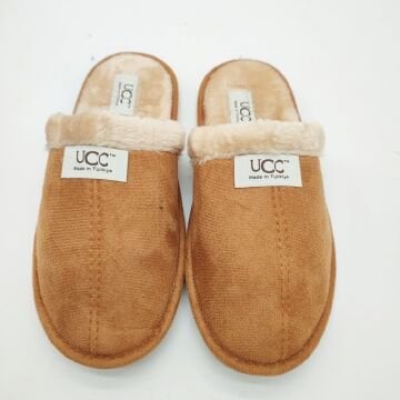 Taba Renk Şık Tasarımlı Tüylü Model Kadın Terlik