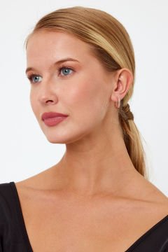 Rose Gold Renk Taşlı Gümüş Küpe