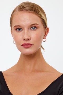 Rose Gold Renk Taşlı Gümüş Küpe