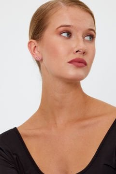 Rose Gold Renk Sonsuzluk İşareti Model Gümüş Küpe