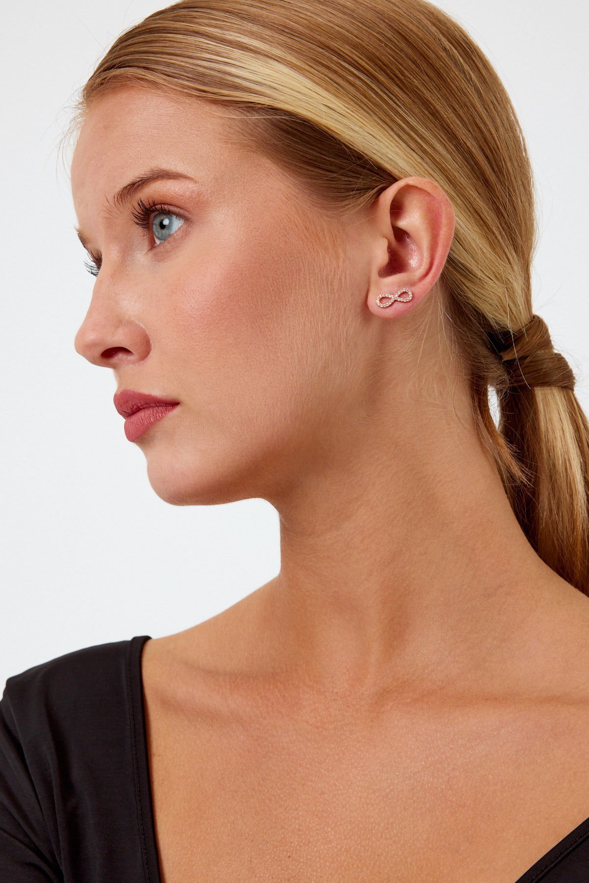 Rose Gold Renk Sonsuzluk İşareti Model Gümüş Küpe